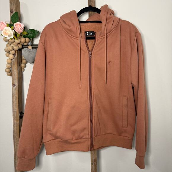 Zyia Active Rust Long‎ Sleeve Full Zip Hoodie Sweatshirt Size Large - Picture 3 of 9